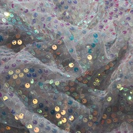 Anevous Embroidered Sequins Mesh Fabric, Tulle Fabric for Sewing, Sold by the Metre, Decorative Fabric, Tulle Fabric for Sewing Bridal Veils, Wedding Dress, Table Runner, Tutu Skirts, Wedding, Grey, 1