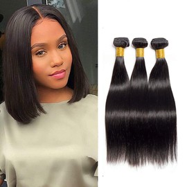 Human Hair Bundles 14 Inch Brazilian Hair Bundles Natural Human Hair Weaves Brazilian Straight Hair Extensions Straight Hair Bundles