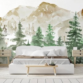 SIGNFORD Wall Mural Forest Wallpaper Woodland Pine Tree Removable Wallpaper Wall Sticker for Bedroom Living Room - 96"x144"