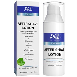 PHL Naturals Unscented Aftershave for Men – Fragrance-Free, Alcohol-Free After Shave Lotion for Sensitive Skin – Soothes, Prevents Razor Burn, Moisturizes – 1.75 oz
