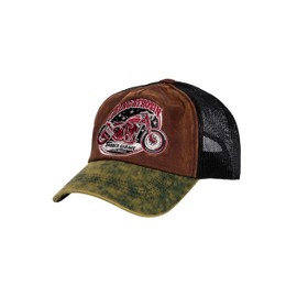 King Kerosin Men's Trucker Cap Vintage Retro Bobber Motorcycle Biker Washed Mesh Snapback Bobber Garage, brown