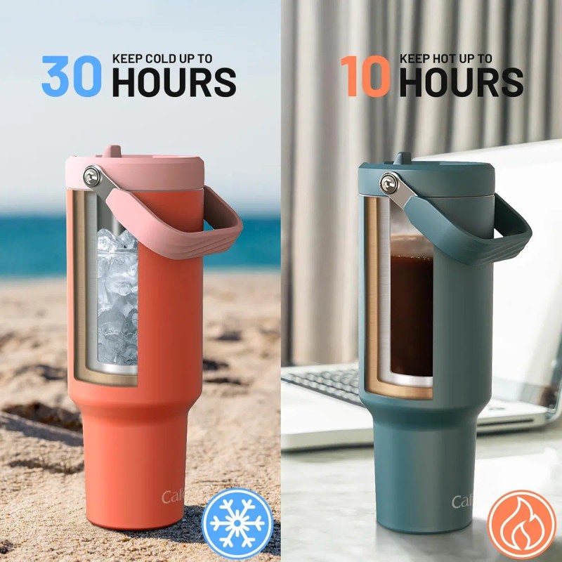 Vaso Térmico De 1.2l Acero Inoxidable Con Popote Y Calor/frí