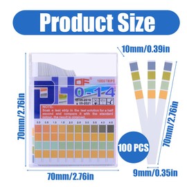 GNHG Pack of 100 PH Test Strips, Urine Test Strips, PH Value Test Strips, Aquarium Test Strips, Four Colour Acid Base Test Strips, Litmus Paper, Test Bases Acid Water, Measuring Range (PH 0-14)