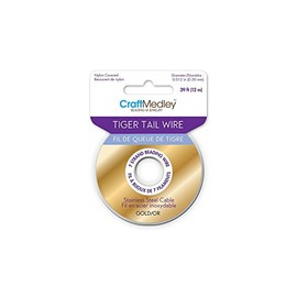Craft Medley Beading & Jewelry Wire, Tiger Tail, 0.012in Diameter, 12m, Gold, 7-Strand