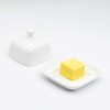 NAGU Mini Square Butter Dish with Lid, White Procelain Domed