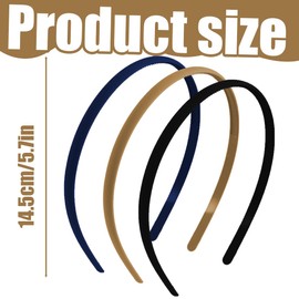 GJKLO Pack of 3 Women's Headbands, Simple and Versatile, Height: 14.5 cm, Non-Slip with Teeth, Suitable for Changing Head Shapes (Black, Navy, Khaki)