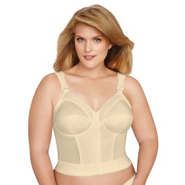 Exquisite Form 5107530 Fully Slimming Wireless Back & Posture Support Longline Bra with Front Closure, Beige, 44D