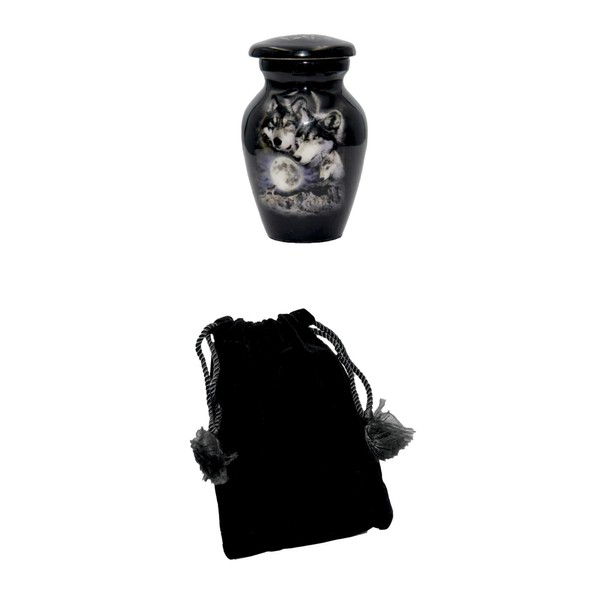 Wolves Howling at The Moon, Black Wolf Personalized Funeral Urn,