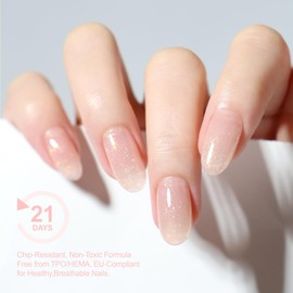 idyllbeauty Hema Free Builder Base Gel, Soak Off Fall Winter Glazed Glitter Gel Polish for Strengthening Nail Repair, LED UV Curing 10ml, Salon Shine Finish