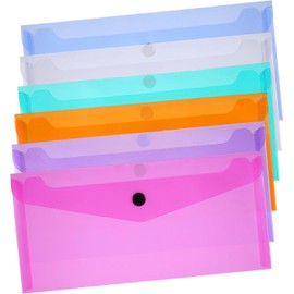 Genérico Carpetas Portadocumentos de Plástico Transparentes, 6 Sobres Broche, Organizador para Papeles Tamaño Oficio, Uso Escolar y Oficina, Aleatorios Color Aleatorio
