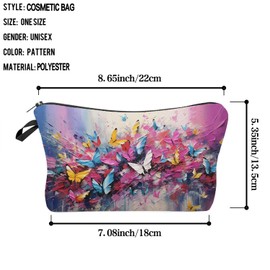 YULUENZE Colorful Crayon Butterfly Cosmetic Bag for Women Cute Small Makeup Organizer Pouch with Zipper Colorful Crayon Butterfly Toiletry Makeup Bag Gifts for Women
