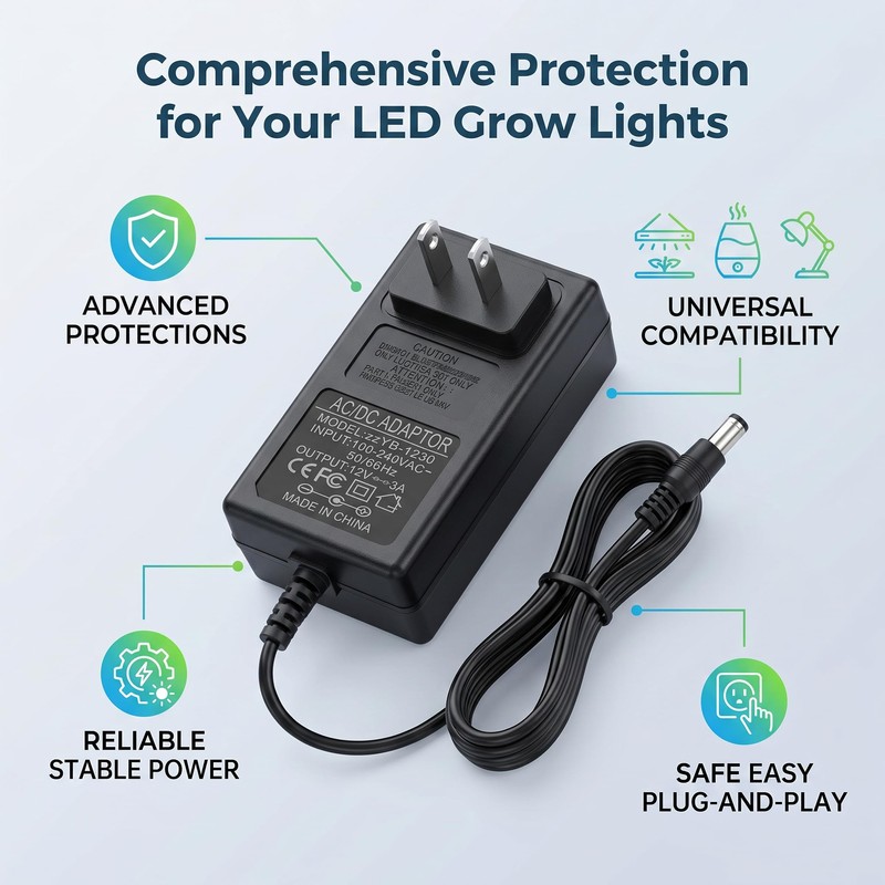 Phefop LED Strip Adapter, Full Spectrum LED Plant Growth Lamp