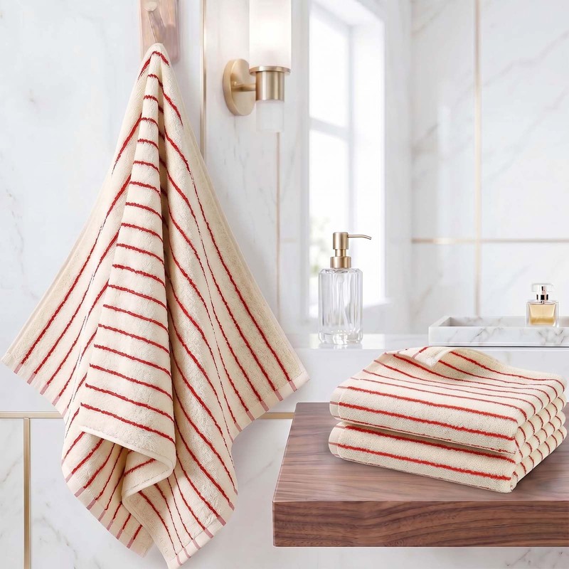 Muimurex Striped Cotton Hand Towels, Quick Dry, Set of 2,15x28