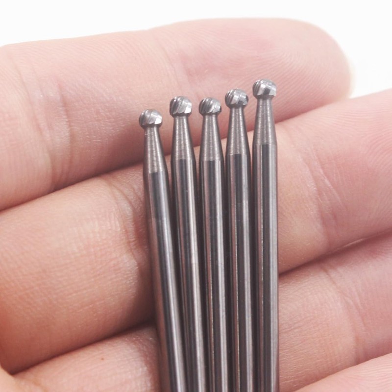 Luo ke 5 Pcs 2.5mm Carbide Ball Burs, 1/8'' Shank
