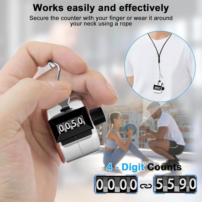 2 Pack Clicker Counter, Metal Hand Tally Counter Clicker, 4