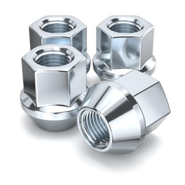 White Knight 1307-14S 12mm x 1.50 Thread Size Open End Bulge Acorn Lug Nut, Zinc, 4-Pack