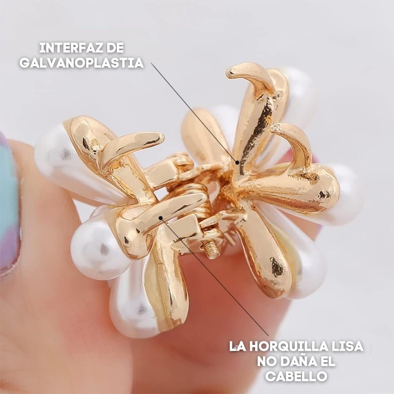 10 Pinzas Cabello Accesorio Broche Flor de Perlas Peinado Elegante