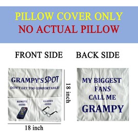 CYMROK Gifts for Grampy Grandpa Gifts, 2-Pocket 2-Sided Grampy Pillow Covers 18x18 Inch, Father’s Day Birthday Christmas Stocking Stuffers Thanksgiving Day Gifts, CYMROK0045B