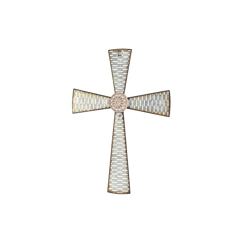 Dicksons Dashed Weathered White 22 inch Metal Hanging Wall Cross