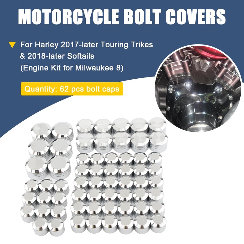Motorcycle Bolt Covers Engine Head Bolt Toppers Caps Kit for