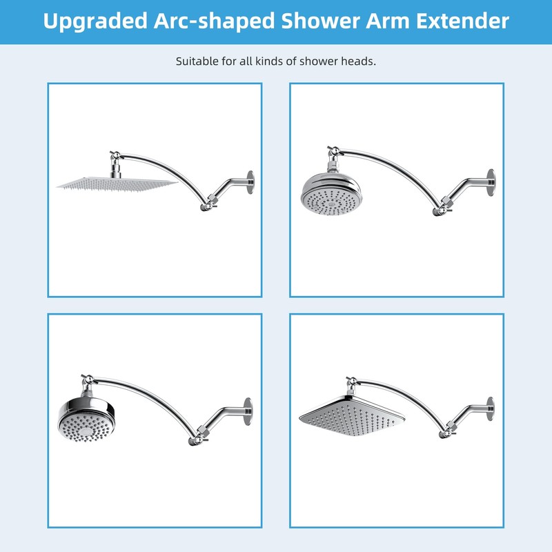 Hibbent All Metal 10'' Shower Head Extension Arm Solid Brass
