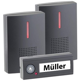 CASAcontrol Wireless Doorbell, 2 Receivers, Light & Sound, 100m IPX4