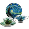 AOTELIDA Floral Tea Cups Saucers Set of 2, Bone China