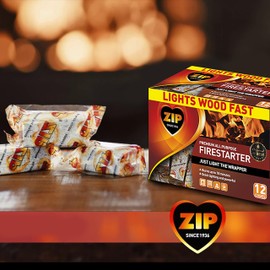 ZIP All Purpose for Outdoor and Indoor Long Burn Time Instant Light Fire Starter Ideal for Barbecue, Grilling, Camping, Hunting, Fishing, Tailgating, Firepits, Fireplace, Stove, Bonfires, Heating 12pk