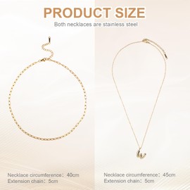 2 Pcs Personalization Letter Necklaces, Women Multi-Layer Bubble Alphabet Necklace Delicacy Golden Initial Necklace Fashion Name Necklace for Women Fashion Jewelry Gifts(W)