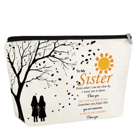 Gfhzdmf Best Sister Ever Gift for Women Makeup Bag Sister Mothers Day Birthday Gifts for Sisters Cosmetic Bag with Zipper Friendship Graduation Wedding Gifts for Her Best Friend Travel Pouch