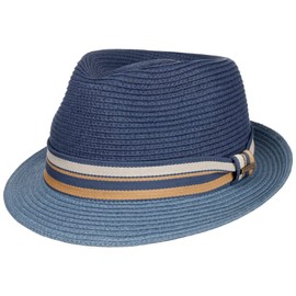 Stetson Licano Trilby Toyo Straw Hat UV Protection 40 Men's Summer, blue, L