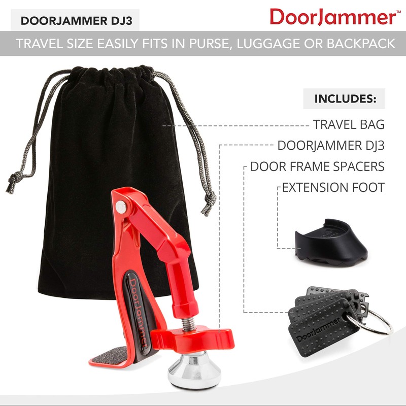 DoorJammer DJ3 Portable Door Lock Brace for Home Security and