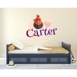 Kraftmatics Design Rooster Custom Name Wall Decal Vinyl Sticker Wall Art Room Decor
