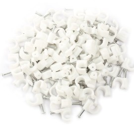 RilexAwhile RG6 RG59 Cable Clip Attach to Wood,Concrete,Brick,Masonry, Plaster Black/White 100 pieces (white)