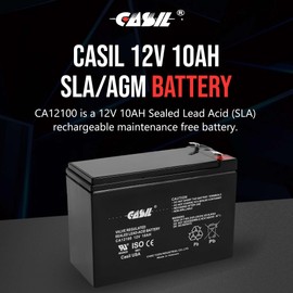 Casil 12V 10Ah Sealed Lead Acid Rechargeable Battery SLA AGM Battery with F2 Terminals
