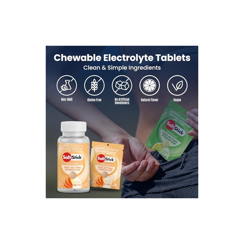 SaltStick Fastchews, pastillas electrolitas para hidratación, suplementos para recuperación de