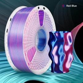 SUNLU PLA Rainbow Filament Silk PLA+ Rainbow Filament 3D Printer Filament Multicolor 3D Printer Filament for Easter, Christmas & Small Business (Smooth Color Change 8m/Color, 1kg 330m:_Dual-Color | Red+Blue