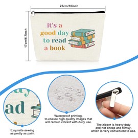 Book Lover Gifts for Women Reader Makeup Bag Reading Lover Book Club Gifts Cosmetic Bag Birthday Christmas Graduation Gifts for Bookish Librarian Bookworm Author Zipper Travel Toiletry Pouch