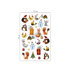 Maildor CY147C – Pack of 1 Cookie Sticker Sheet, 7.5 x 12 cm, 28 Stickers, Animals Christmas, 1 Pack