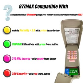 Universal Garage Door Opener Keypad for LiftMaster, Chamberlain, Craftsman & Wayne Dalton Garage Door Openers Manufactured Since 1993, 877Max/878Max, G940EV-P2, CMXZDCG440,376/377/877/971/977/66/LM