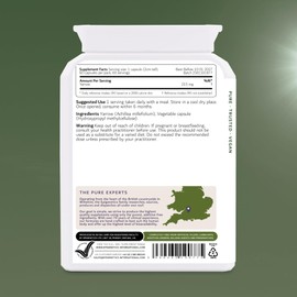Yarrow 215mg | Natural Achillea Millefolium Herb Supplement | 60 Vegan Friendly Capsules UK Made | 1 Capsule Daily (2 Month Supply)