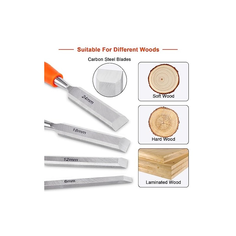 4 Piece Wood Chisel Sets Woodworking Tools Set, Wood Chisels