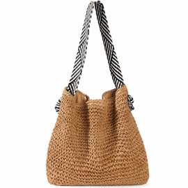 Straw Beach Bags for Women - Summer Straw Bag for Women Shoulder Handbags, Tote Bag Woven Lightweight for Holiday