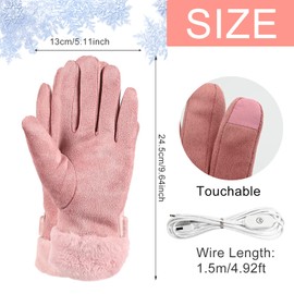 Heated Gloves for Women, Electric Heating Gloves Rechargable Winter Ladies Gloves USB Heated Winter Gloves Winter Split Finger Gloves Waterproof Thermal Cycling Gloves for Outdoor