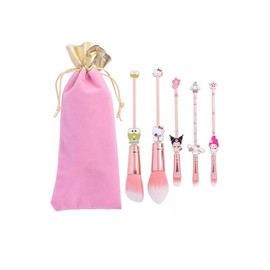 Generic Cartoon Anime Makeup Brushes Set 5 Pieces Rose Gold Drawstring Bag Professional Cosmetic Tools for Women Youth
