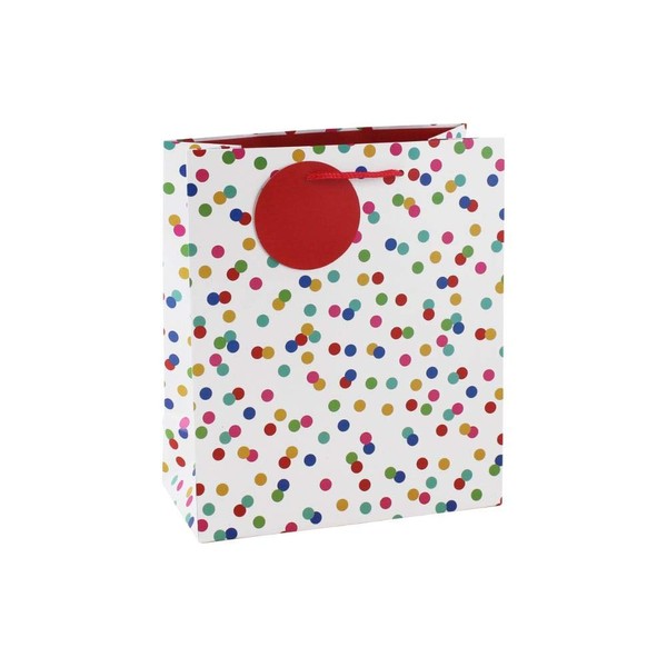 Clairefontaine - One Excellia Gift Bag Medium 8.5" x 4" x 10" (210g) Pattern - Multi Coloured Dots on Kraft Gift Box Ideal for: Book, Game, Small Gifts, 26988-3C