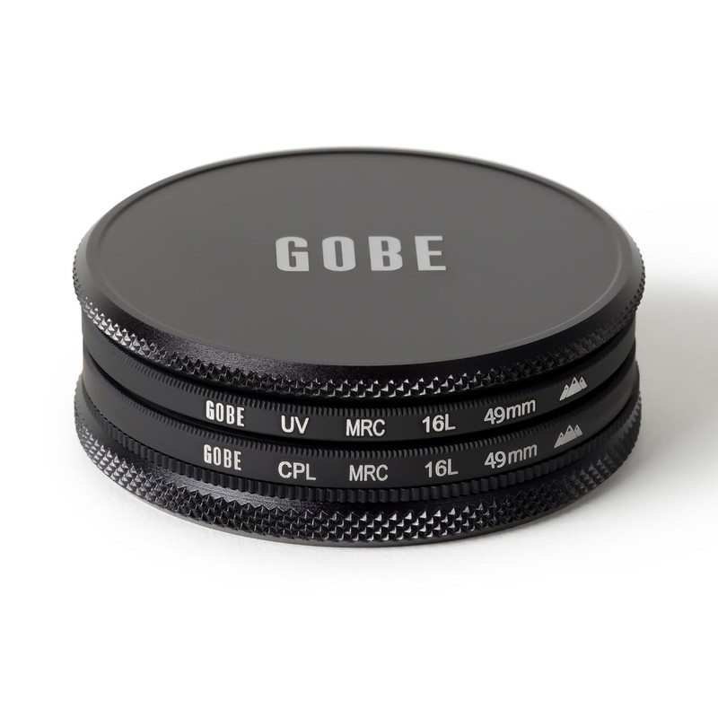 Gobe 49mm UV + Circular Polarising (CPL) Lens Filter Kit