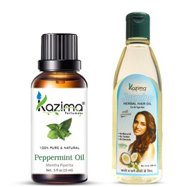 KAZIMA Combo of Peppermint Oil 15 ml & Jasmine Herbal Hair Oil 100 ml for Hair and Skin (Combo of 2)