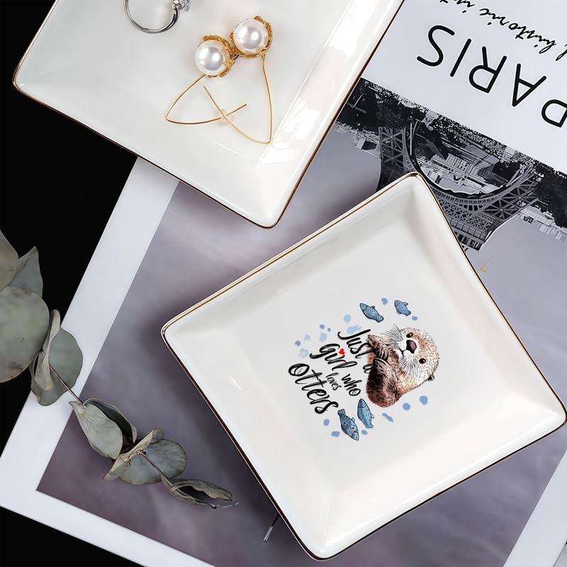 BJDAMAI Otter Jewelry Ring Holder Dish Tray, Gifts For Women