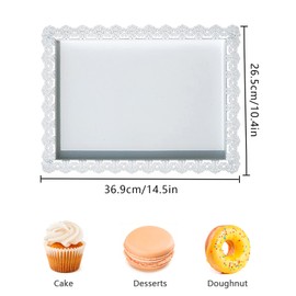 2Pcs Rectangle Iron Cupcake Serving Tray Fruit Dessert Plates for Party Anniversary Wedding Christmas Baby Shower (White)